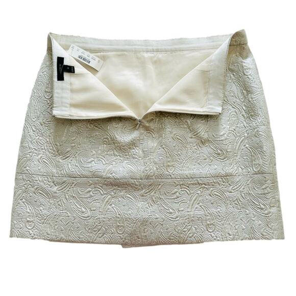 J. Crew Skirt Pearl Metallic Matelasse Origami Faux Wrap Mini Skirt Size 10 NEW - Picture 7 of 12